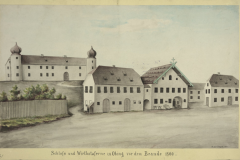 Obing-Schloss-und-Wirtshaus-vor-dem-Brand-1860