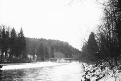 Die alte Traunbrücke bei Haslach.  Aufnahme vom Dezember 1912.
